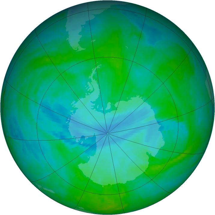 Antarctic ozone map for 23 December 2001